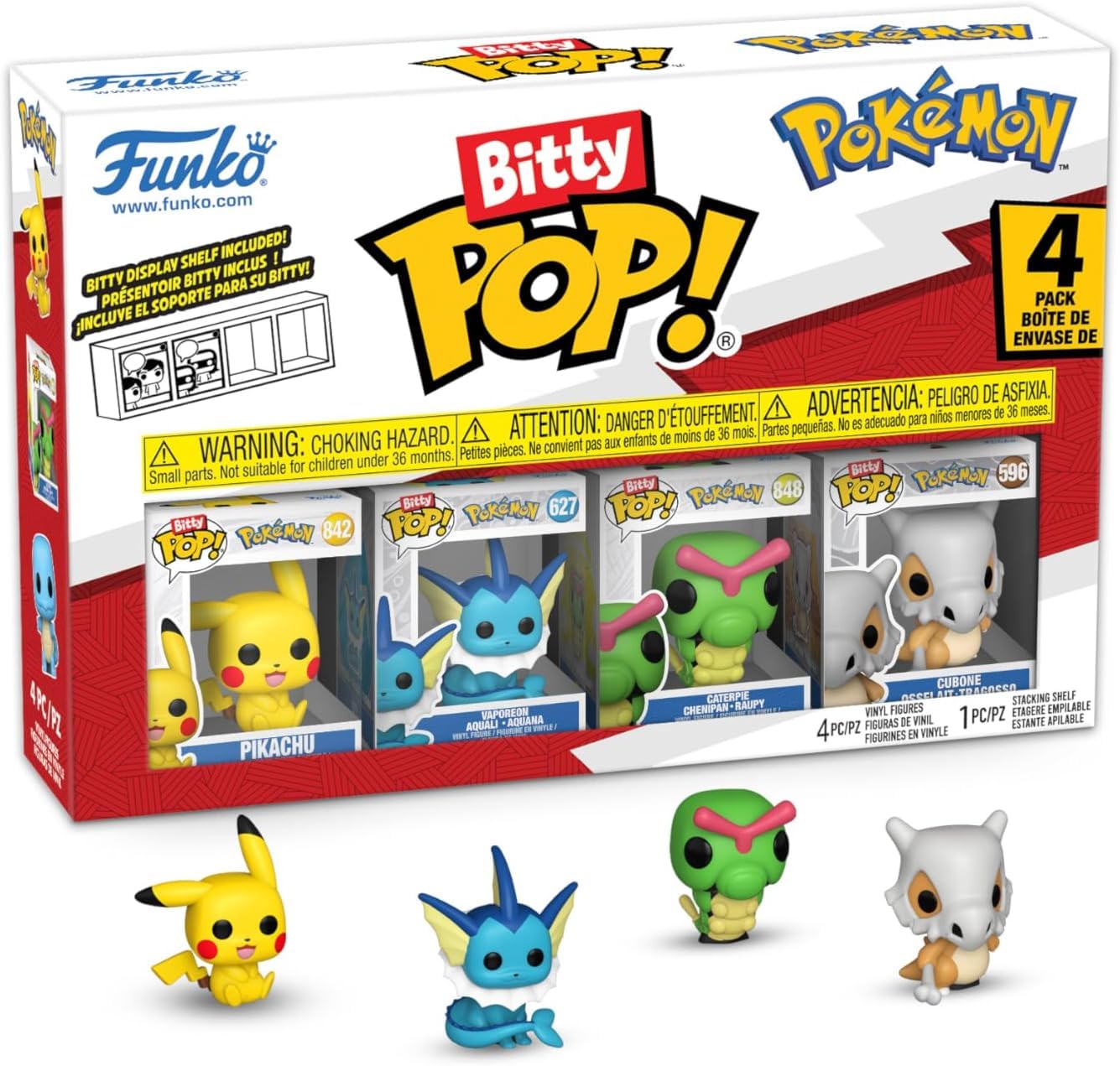 Funko POP! Bitty: Pokemon — Пикачу, Вапореон, Катерпи и Кубоне  - фото 2