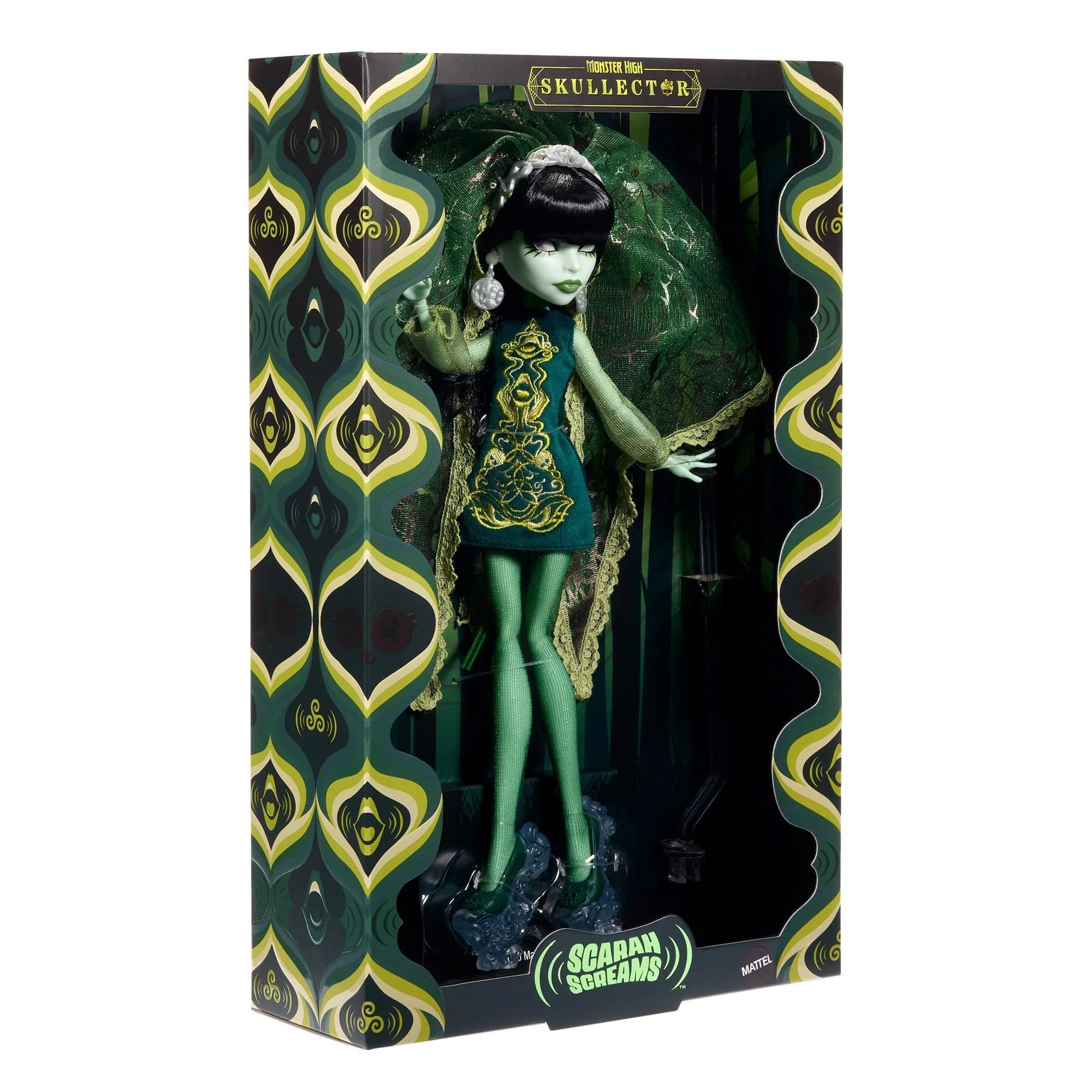 Кукла Monster High Skullector Scarah Screams Fang Club в стиле 60-х годов, коллекционная