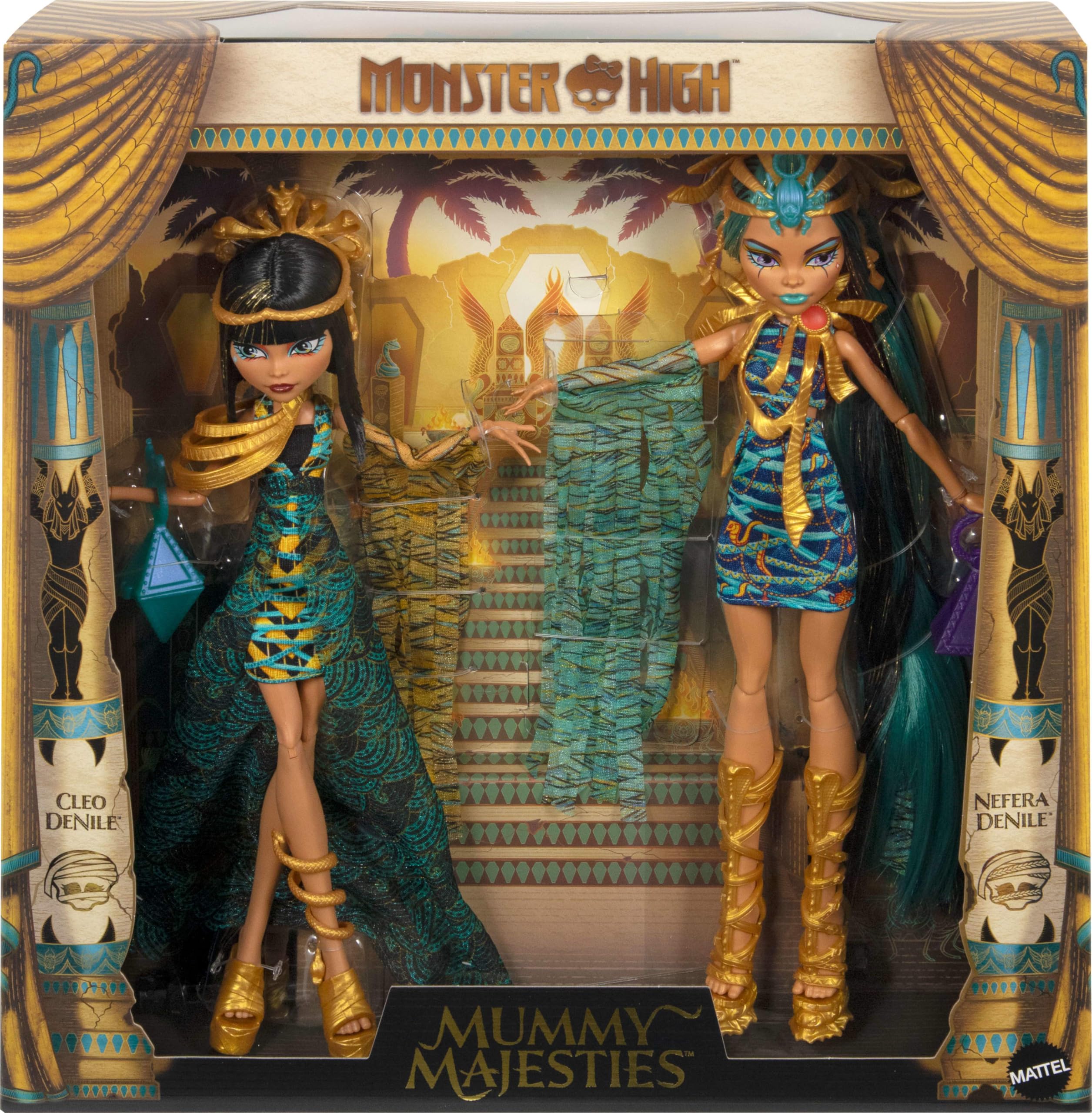 Набор кукол Monster High, коллекционная коллекция Mummy Majesties Cleo и Nefera De Nile