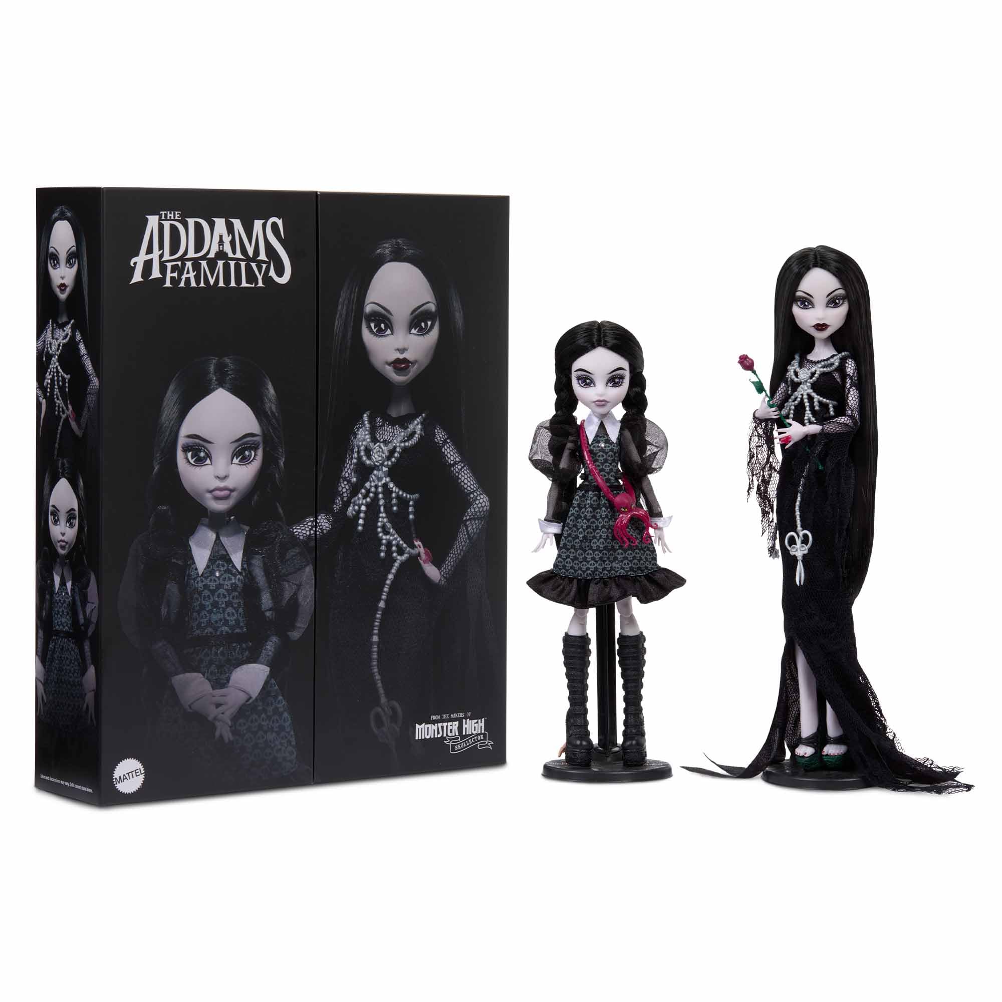 Набор из двух кукол Monster High Skullector Addams Family: Мортиша и Уэнсдей, коллекционные куклы с сертификатом подлинности